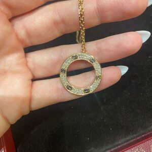 Cartier Gold Circle Pavé Diamond Pendant Necklace